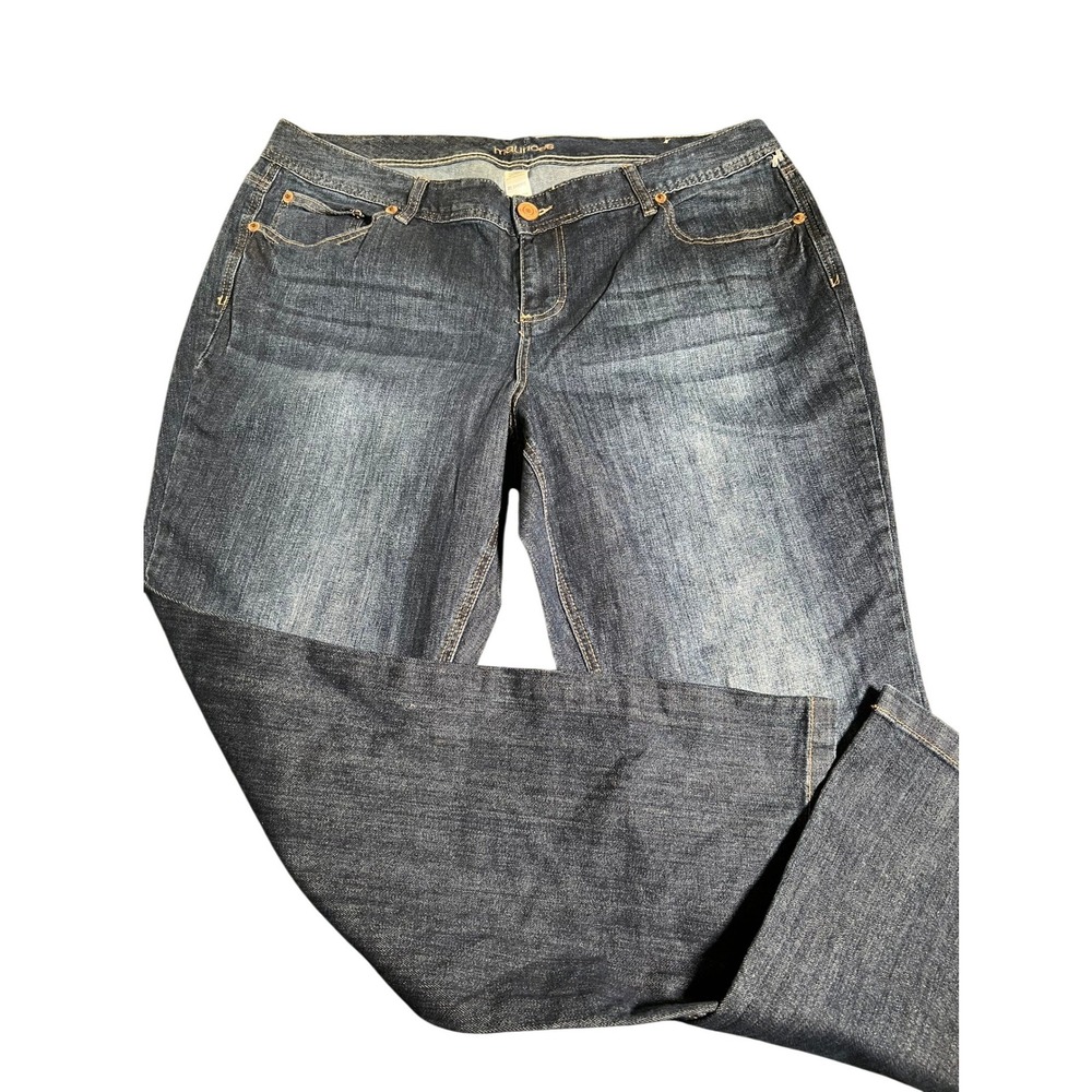 Maurices Jeans Womens 20 Short‎ Dark Wash Bootcut Stretch Denim Embroidered Y2K